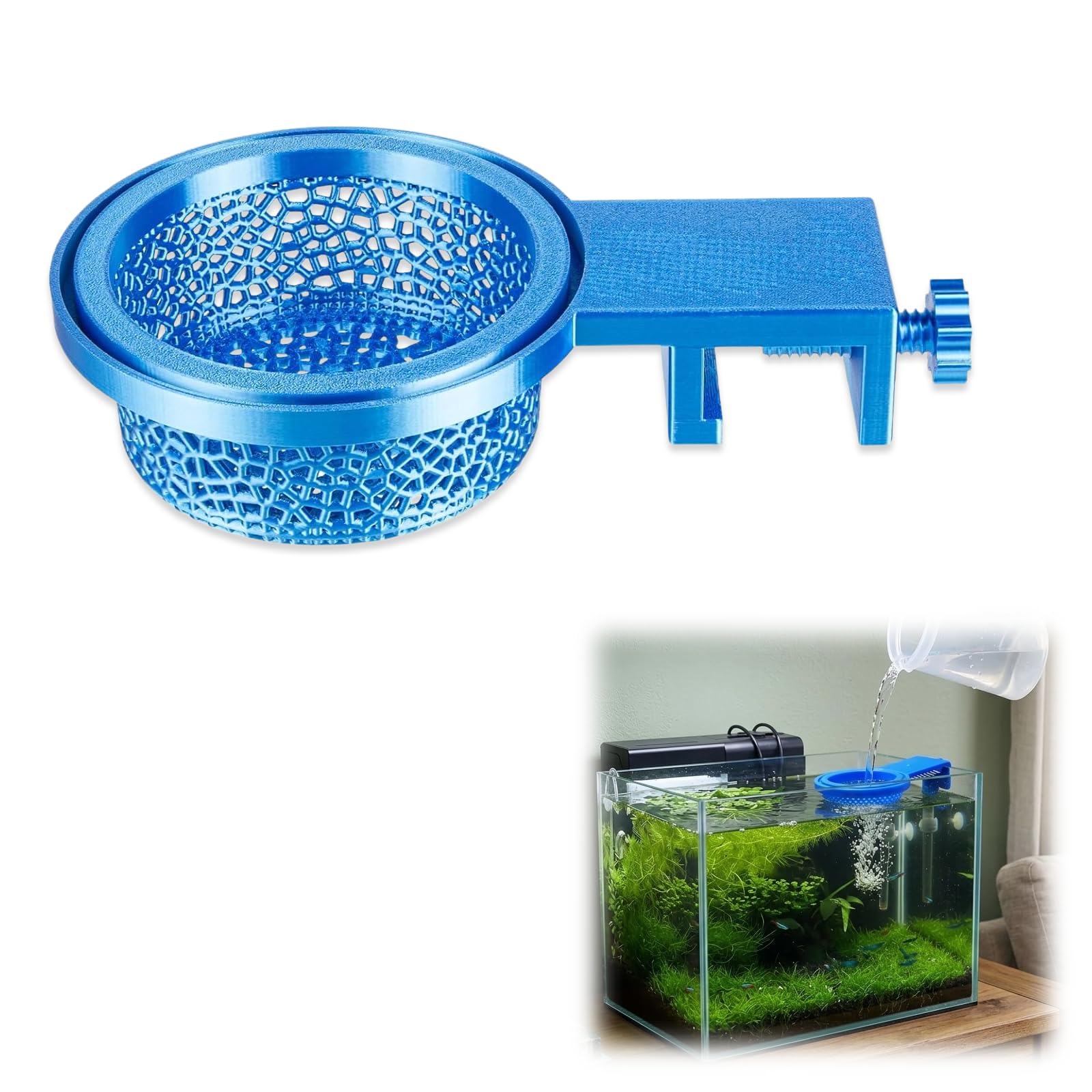Aquarium Water Change Diffuser, Spill-Free Tool for Rimless & Rimmed Fish Tanks, Protects Substrate & Plants, Safe for Fish and Shrimp (Large)
