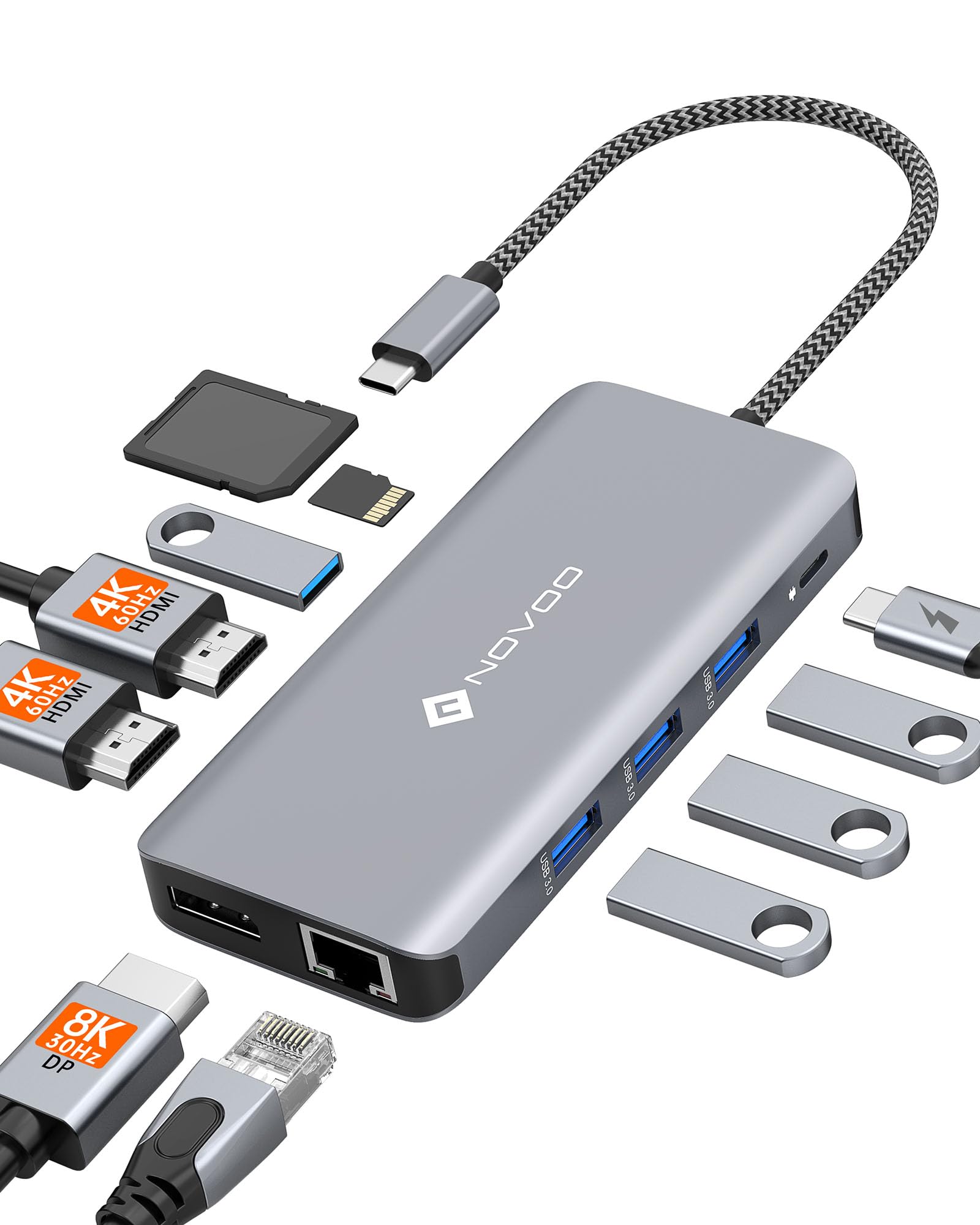 Docking Station Dual Monitor 4K@60Hz, Triple Display USB C Hub