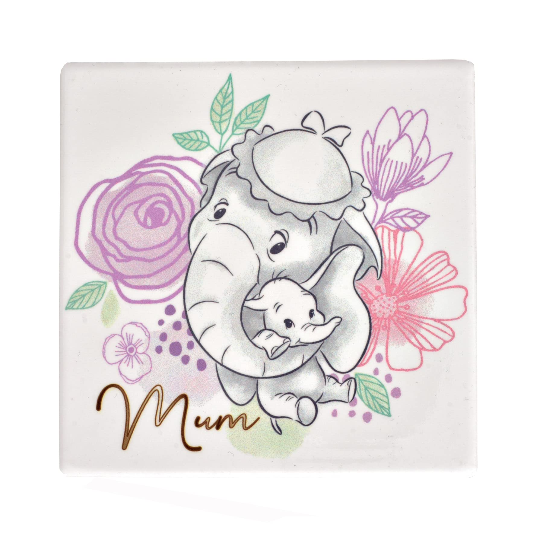 Disney White Ceramic Coaster 10cm - Dumbo Mum