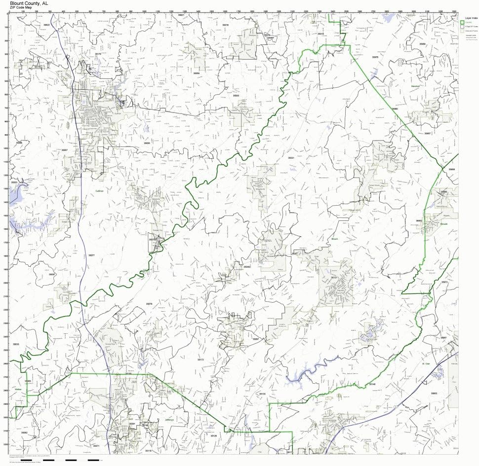 Working Maps Blount County, Alabama AL Zip Code Map Not