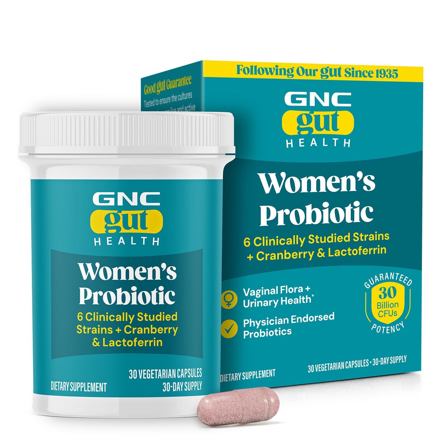 GNC Suplemento probiótico para mulheres, multicepas LAB4, 30 bilhões de culturas ativas, 30 cápsulas