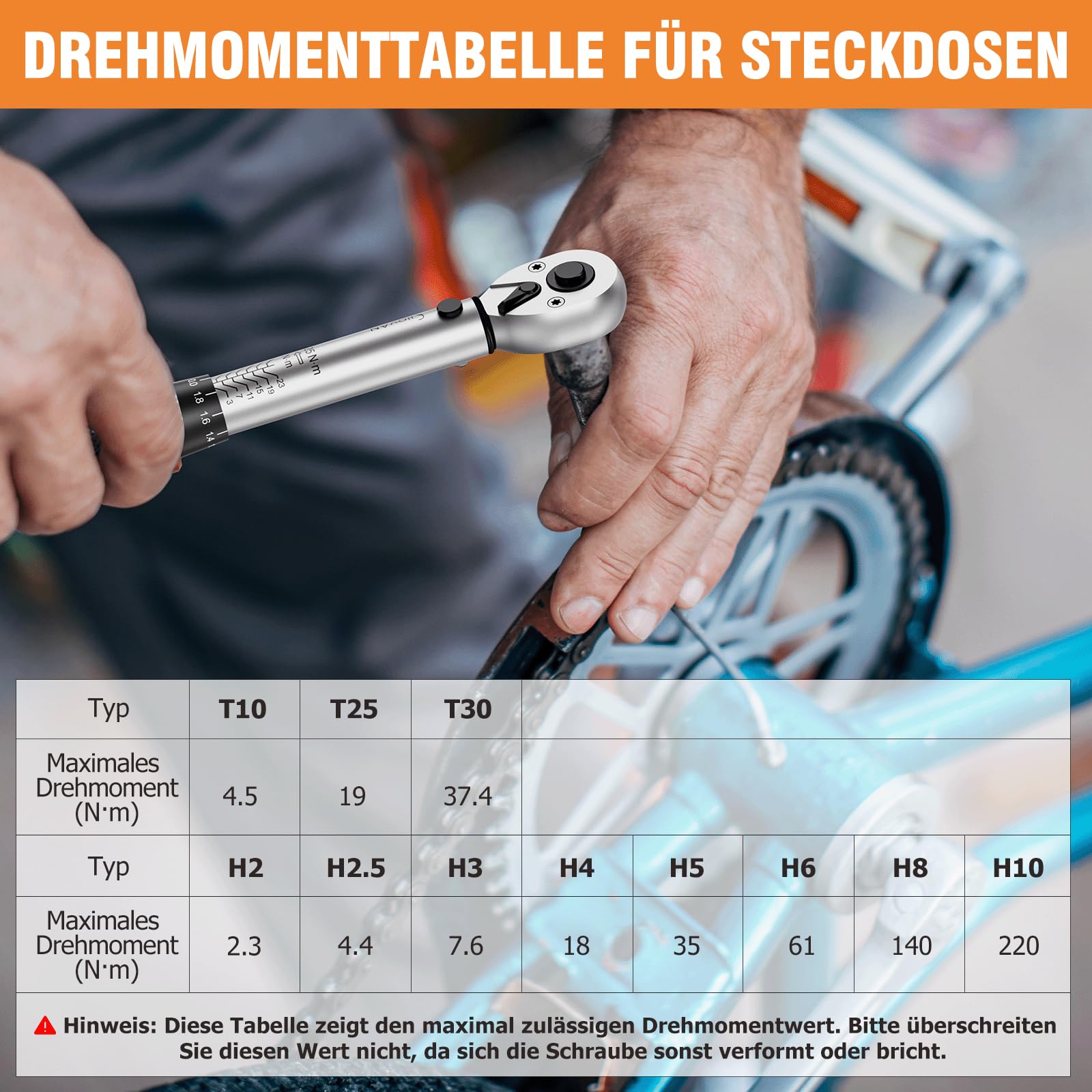 Clé Dynamométrique Vélo 13 Pièces 3-25NM, jeu de cle dynamometrique 1/4", boîte à cliquet incluse avec tige d'extension 10 cm, douille hexagonale et douille Torx, pour Moto y vélo Route et de Montagne