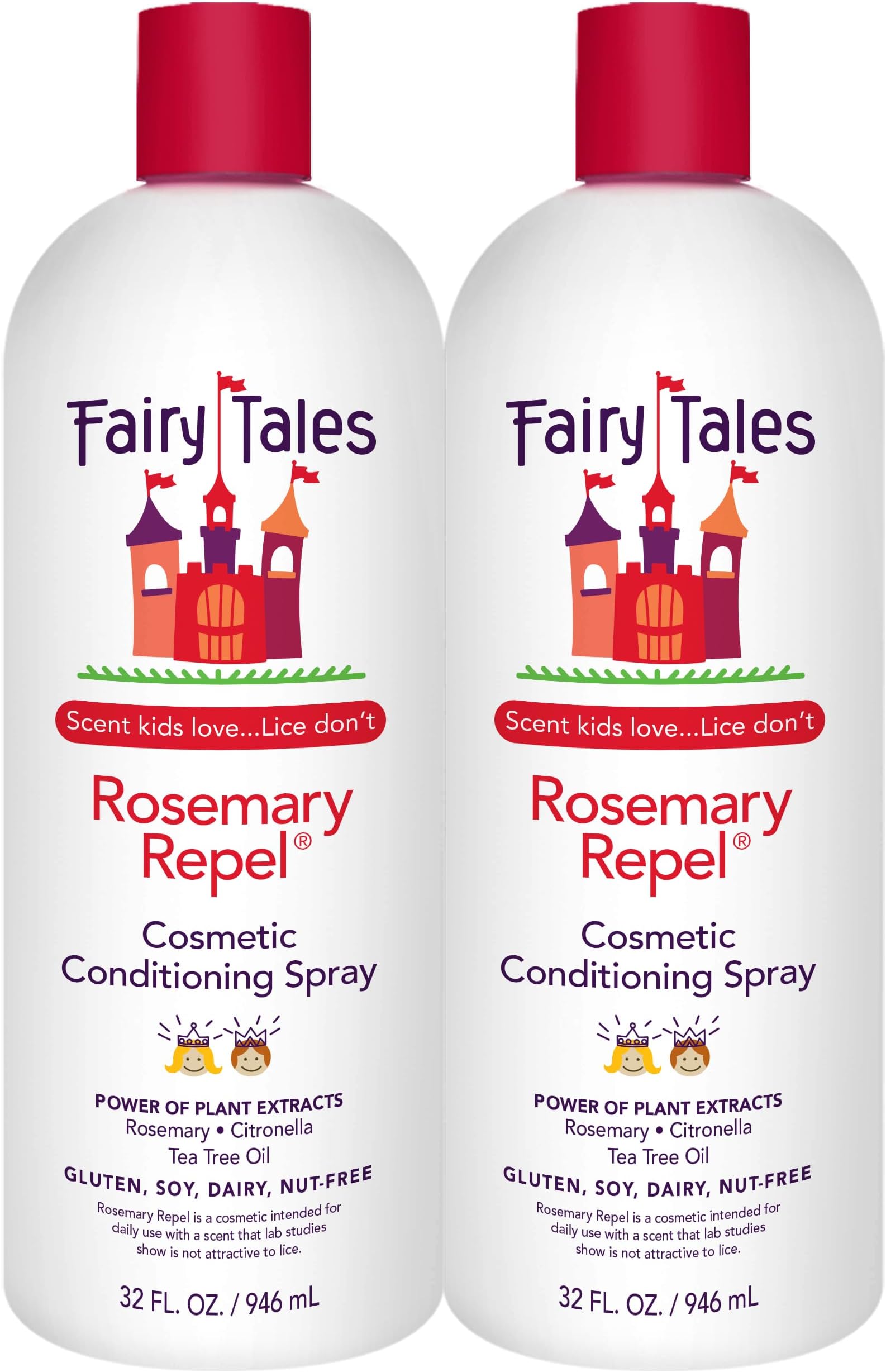 Rosemary Repel Daily Kids Conditioning Spray REFILLโ Kids Like the Smell, Lice Do Not, 32 fl oz. (Pack of 2)