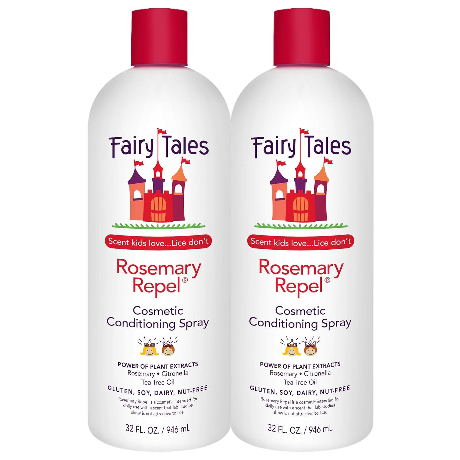 Fairy Tales Rosemary Repel Daily Kids Conditioning Spray REFILL– Kids Like the Smell, Lice Do Not, 32 fl oz. (Pack of 2)