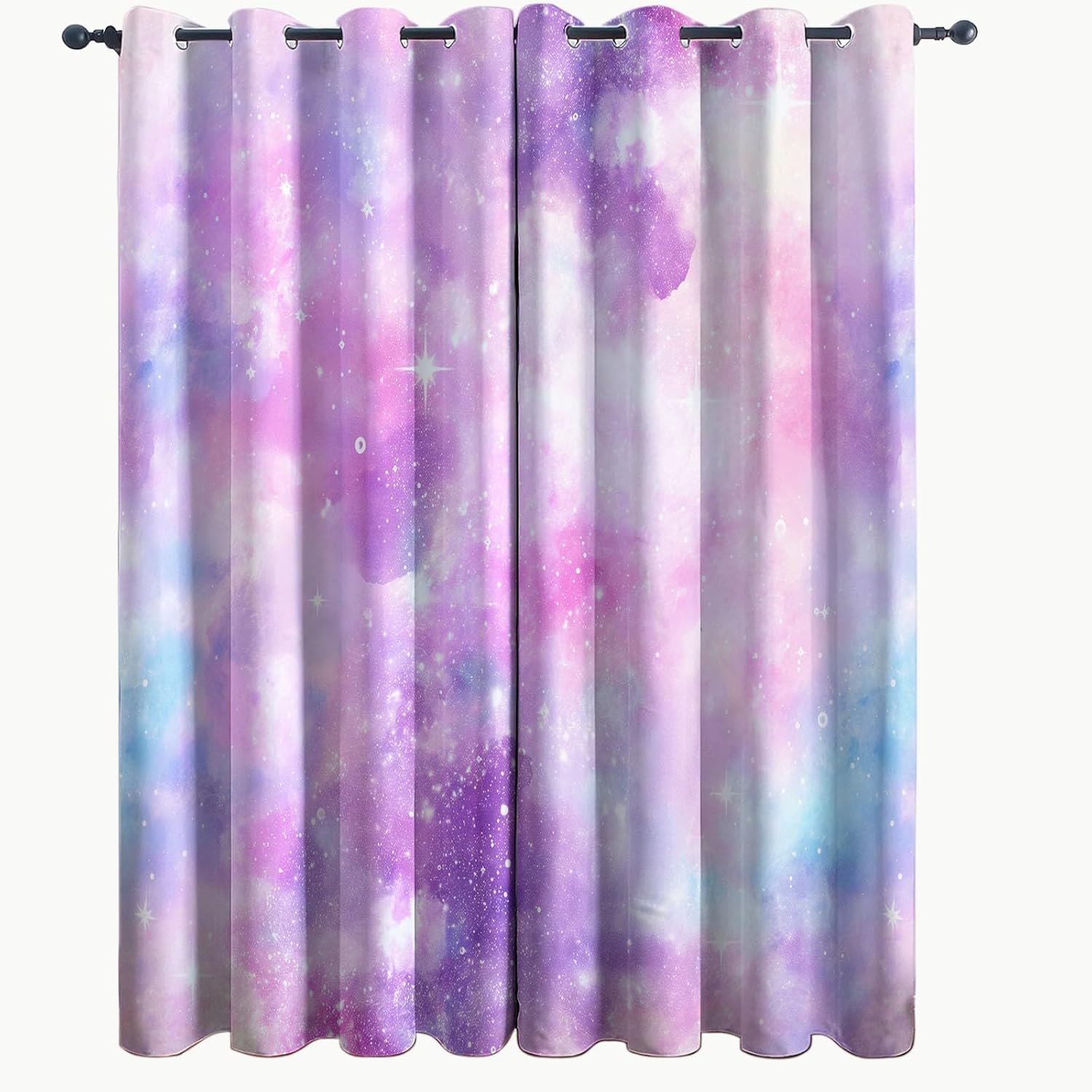 Curtains Blackout for Living Room Fantasy Galaxy Clouds Stars Printed Pattern Grommets Window Drapes Colorful Thermal Insulated Window Treatments Decor for Bedroom Dining Room 42"W x 84"L (Pack of 2)