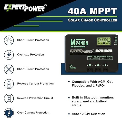 Miniatura 5 de ExpertPower Kit de energía solar de 5 KWH 12 V  LiFePO4 12 V 200 Ah paneles solares de 600 W controlador de carga solar MPPT de 40 A cargador