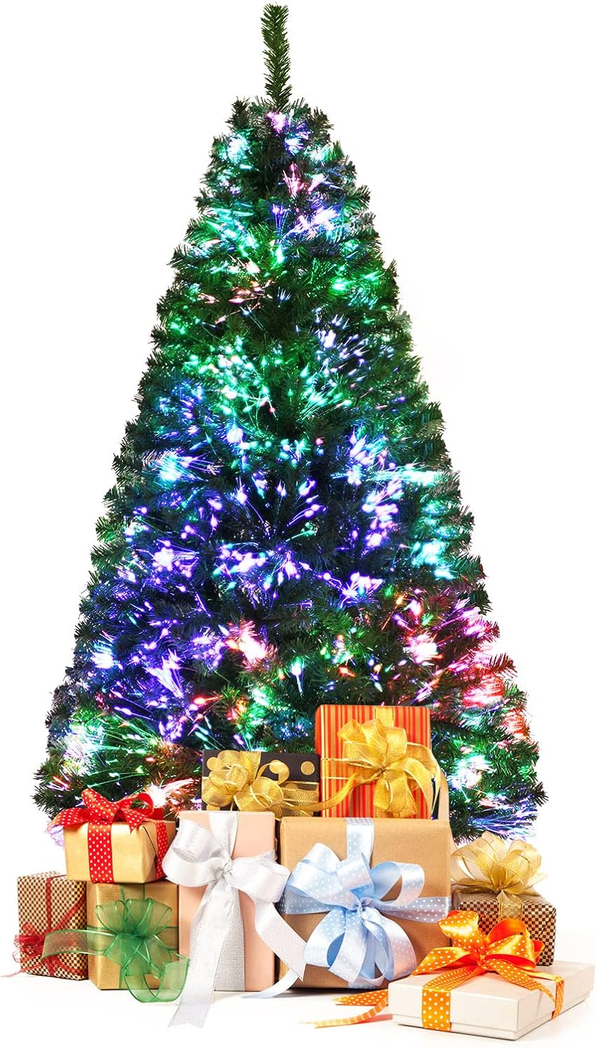GOFLAME 5 Ft Prelit Artificial Christmas Tree, Premium Fiber Optic Christmas Tree