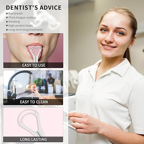 Miniatura 3 de Raspador de lengua de metal, limpiador de lengua de acero inoxidable, mejora la salud general, limpiador de lengua para adultos y niños, higiene