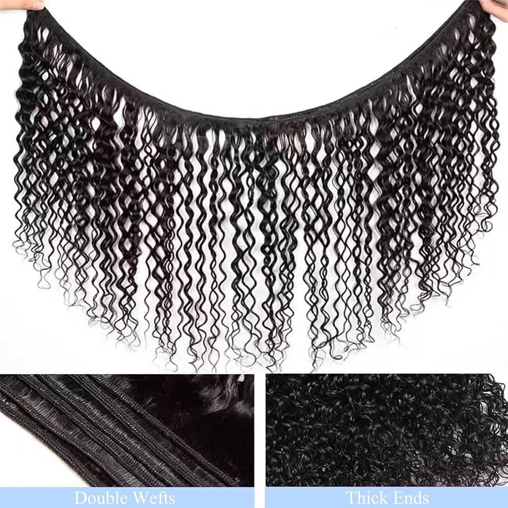Water Wave Bundles Human Hair Echthaar Tressen Extensions Menschliches Haar Extensions 3 Bundles 100g/pcs Double Weft #1B Natural Black for Woman 26 26 26 Inch