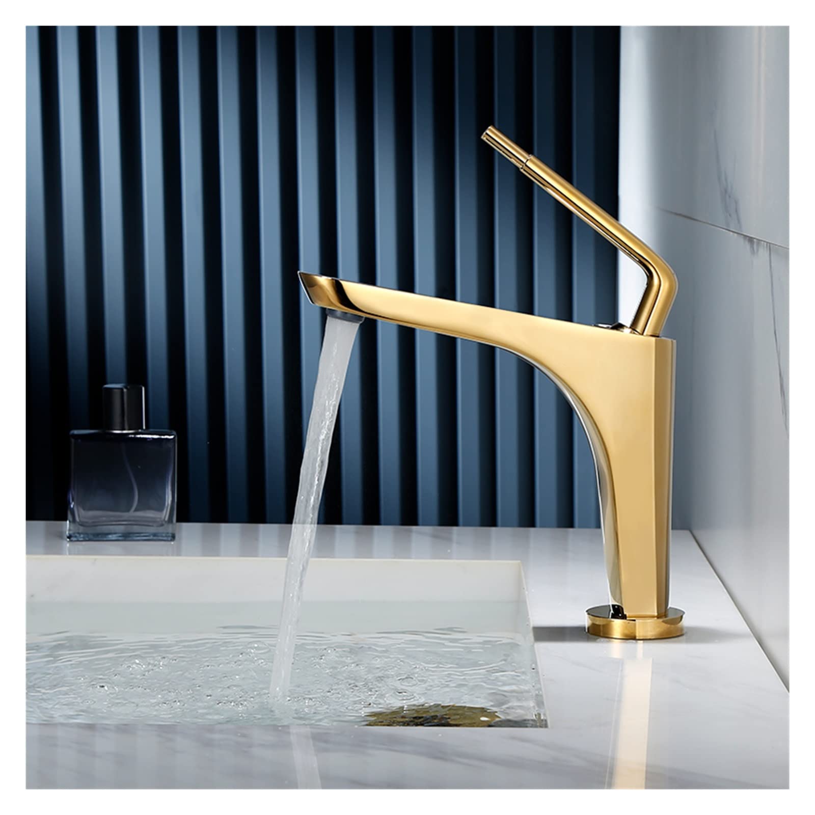Robinet de lavabo salle de bains mitigeur or brossé grue évier eau chaude froide