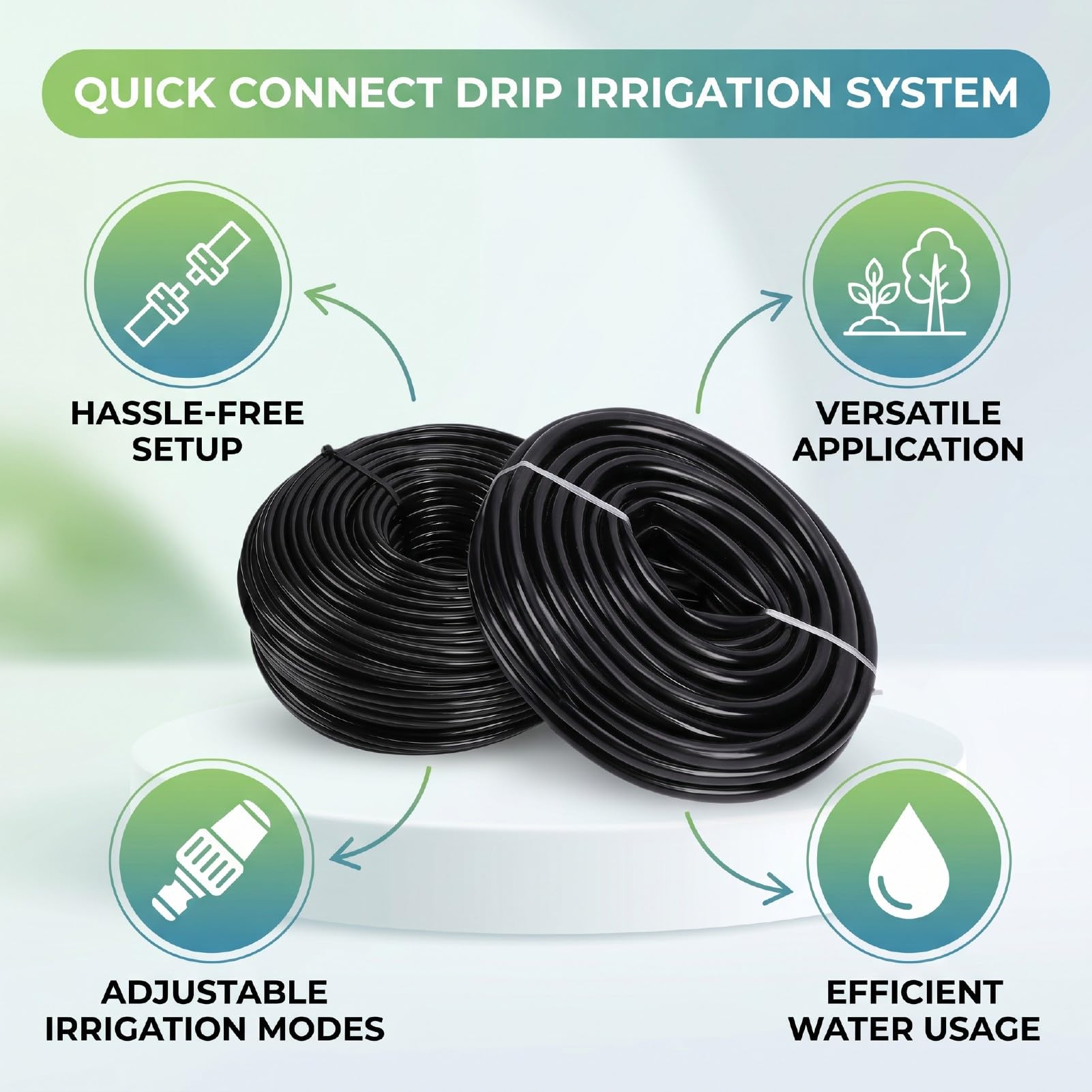 Luocute di Irrigazione a Goccia, Tubo da 1/4 Pollice con Raccordo Rapido per Giardino, Kit per Innaffiare