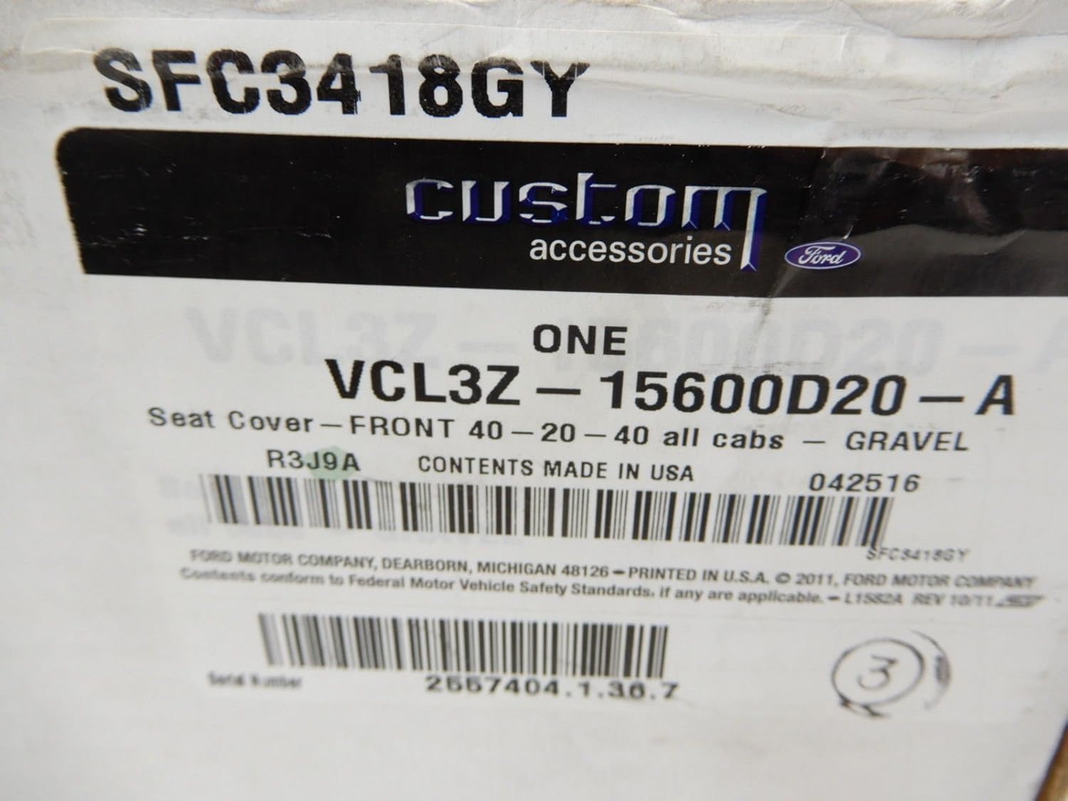 Ford Genuine VCL3Z-15600D20-A Seat Cover