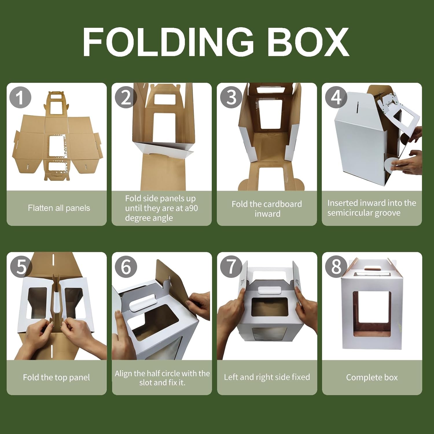 KBG Tall Cake Boxes for Tier Cakes 6pcs 14x14x16 and 16x16x18 Inches With Window With Handle,Disposable Large Cake Box for Wedding Cake Safe Transport Box