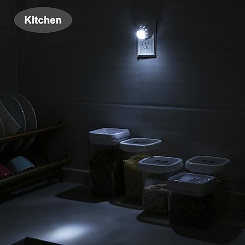 Miniatura 5 de DEWENWILS Luces nocturnas enchufables a la pared, sensor de atardecer a amanecer, rotación de 360, luces nocturnas LED direccionales para niños,