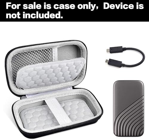 Miniatura 4 de Funda compatible con disco duro externo portátil WD 1 TB, 2 TB, 500 GB, My Passport SSD, bolsa de almacenamiento también se adapta a cables USB