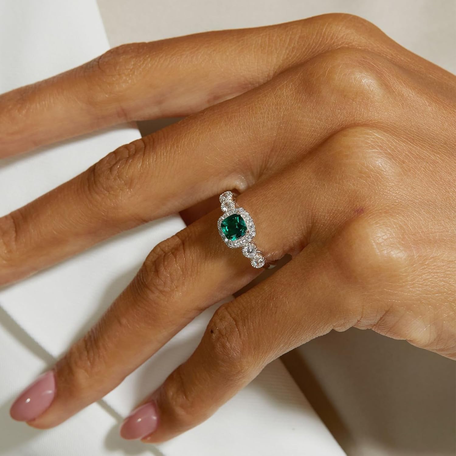 925 Sterling Silver Ring, Emerald Birthstone Ring, Fashionable Women's Gemstone Ring, Engagement Promise Ring, Women's Jewelry, Engagement, Anniversary, Valentine's Day Gift - Image 2