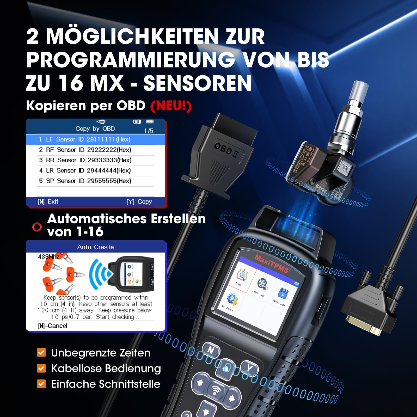 Autel MaxiTPMS TS408S RDKS Reifendruck-Kontrollsystem 2024 Reifendrucksensoren, TPMS Lernwerkzeug, Sensoraktivierung, TPMS Reset/Diagnose, Lesen/Löschen DTCs, Upgraded von TS408/401, Arbeit als TS501