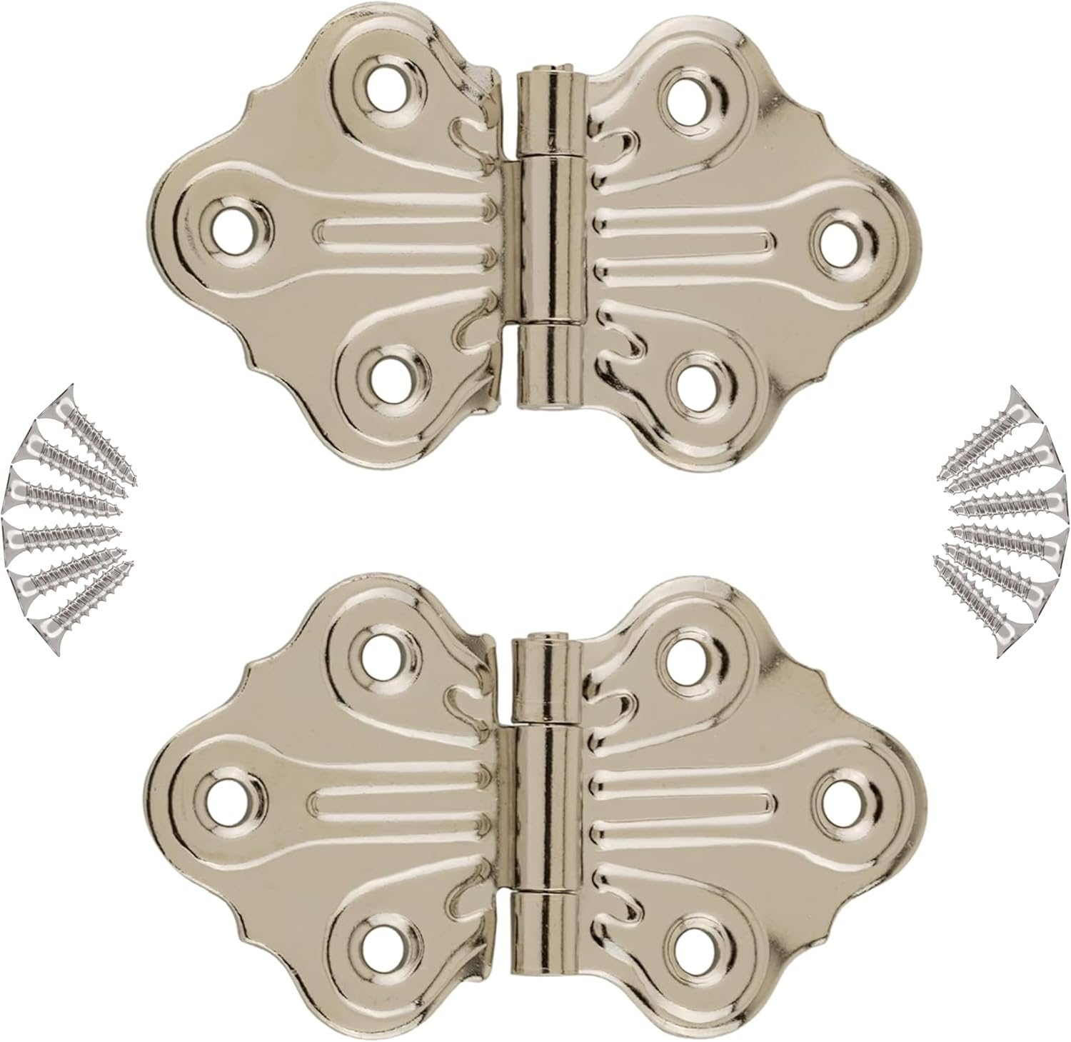 Polished Nickel Butterfly Hinges - 2-7/8" x 1-11/16" - Pack of 2 - Decorative Surface Mount Hinges for Cabinet Doors, Cupboards and Boxes - UA-264-HPN (1)