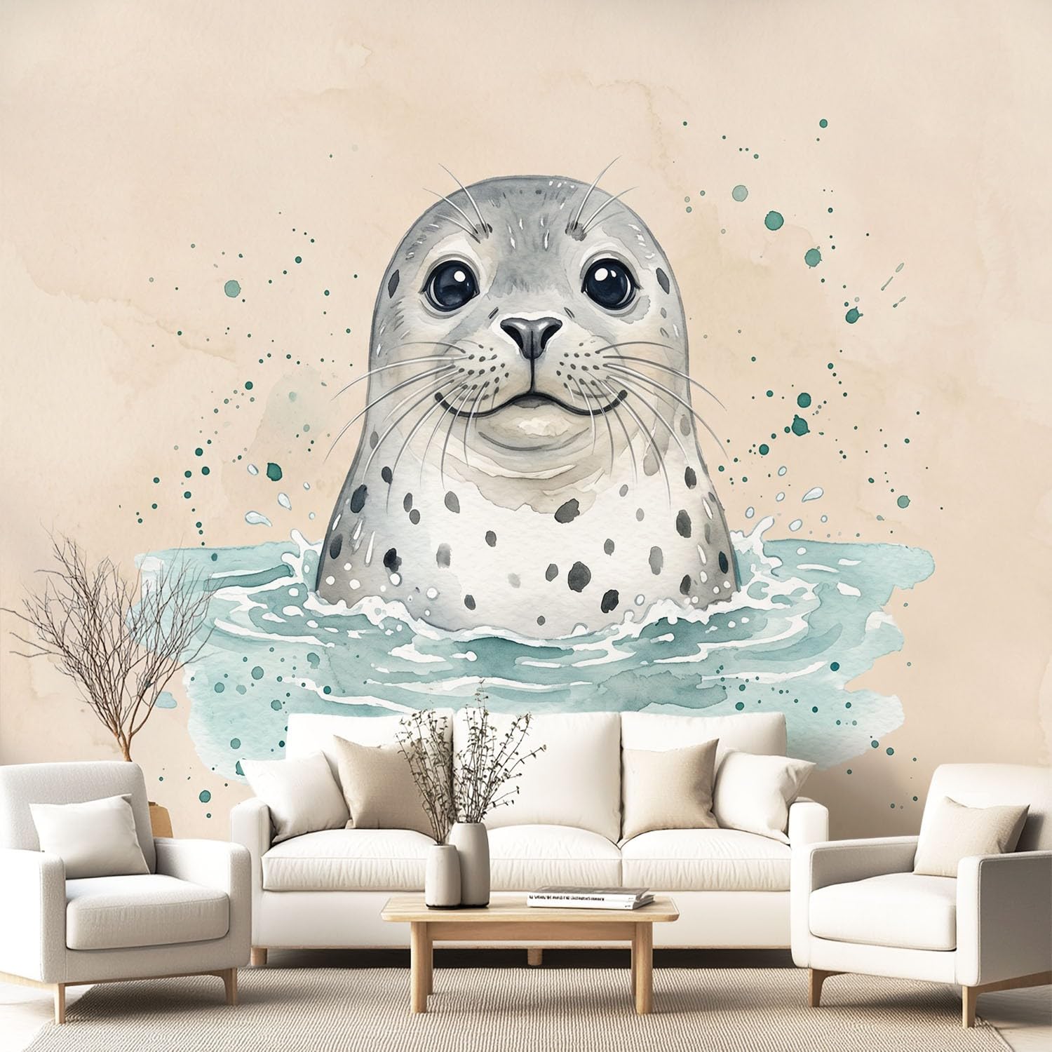 Papier peint intissé animal mignon pour relooker facilement un mur abîmé de chambre d'enfant