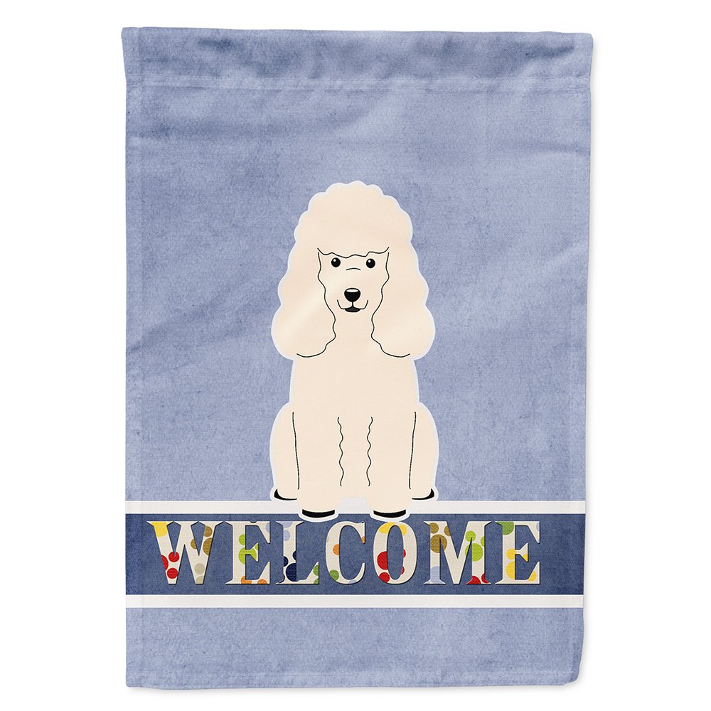 Drapeau Caniche Blanc Bienvenue grand modèle en toile résistante