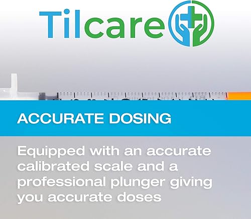 Miniatura 6 de Tilcare U40 Jeringas de insulina para mascotas, 1.02 oz, 0,3 cc, 0.500 in, paquete de 100 unidades, jeringas diabéticas sin látex, jeringas médicas