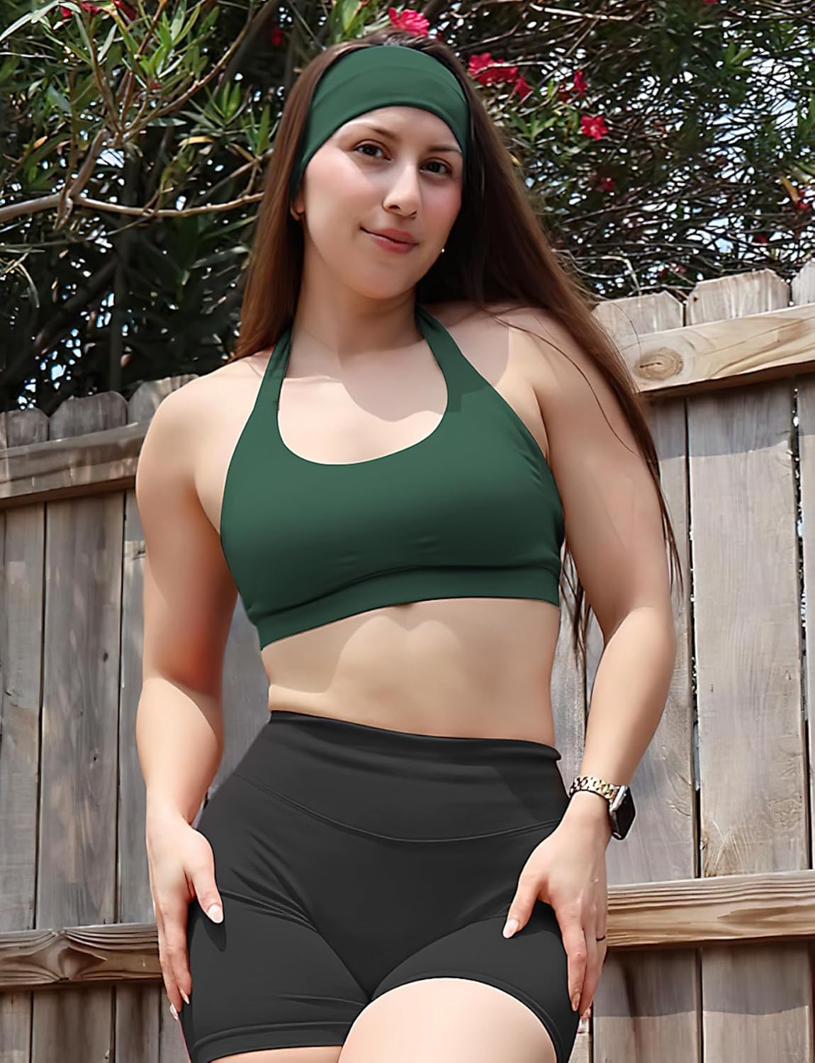 YEOREO SoftHue Women Halter Sports Bra Workout Seamless Padded Basic Bra Open Back Yoga Gym Crop Top - Image 3