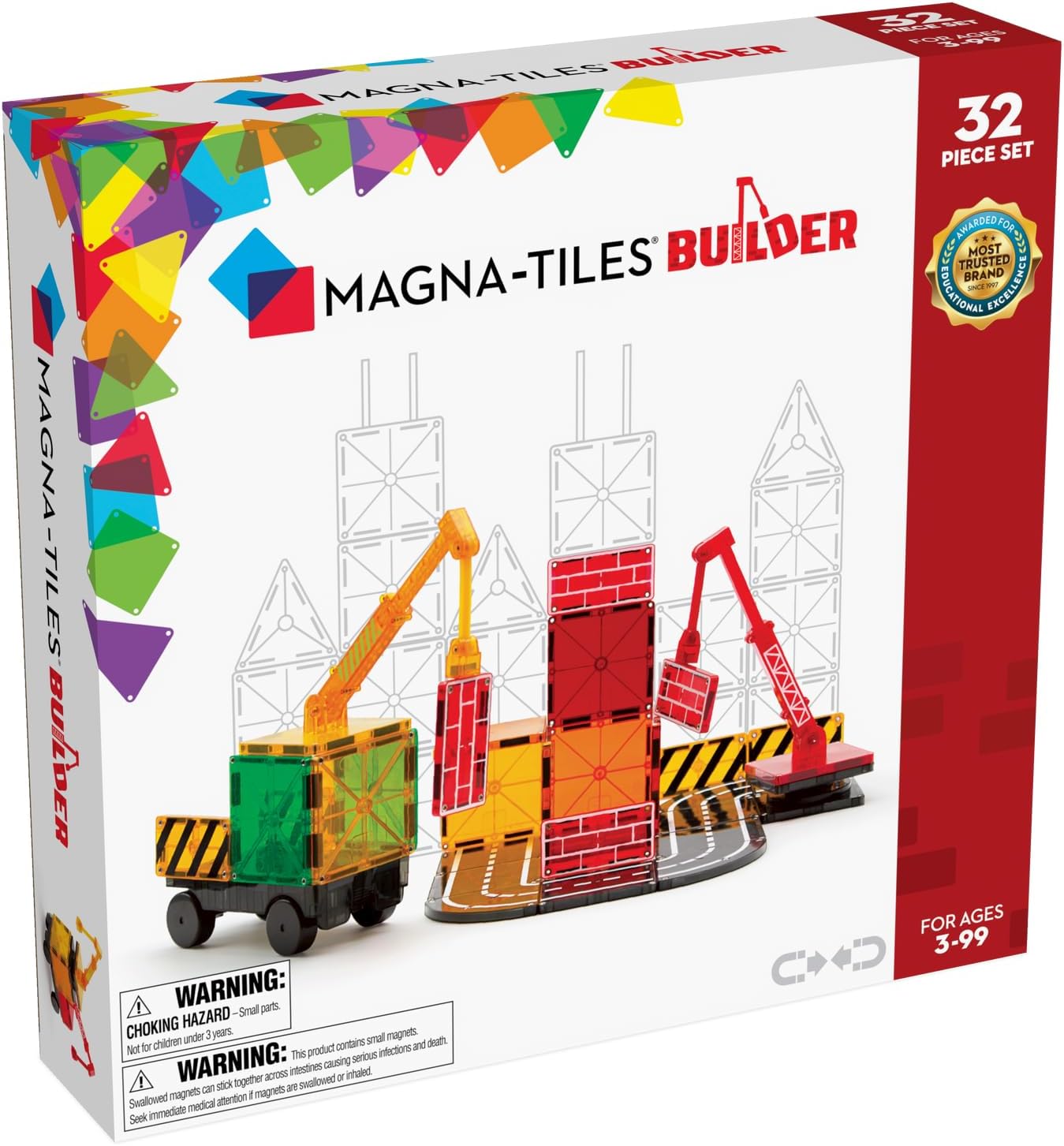 Builder 32-Piece Magnetic Construction Set, The ORIGINAL Magnetic Building Brand