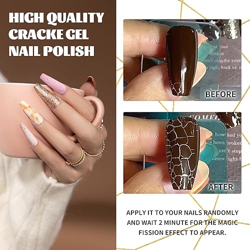 Miniatura 5 de U-Shinein Esmalte de uñas de gel 3D, esmalte de uñas agrietado rojo rubí, increíble efecto de esmalte de uñas con estampado, de larga duración y