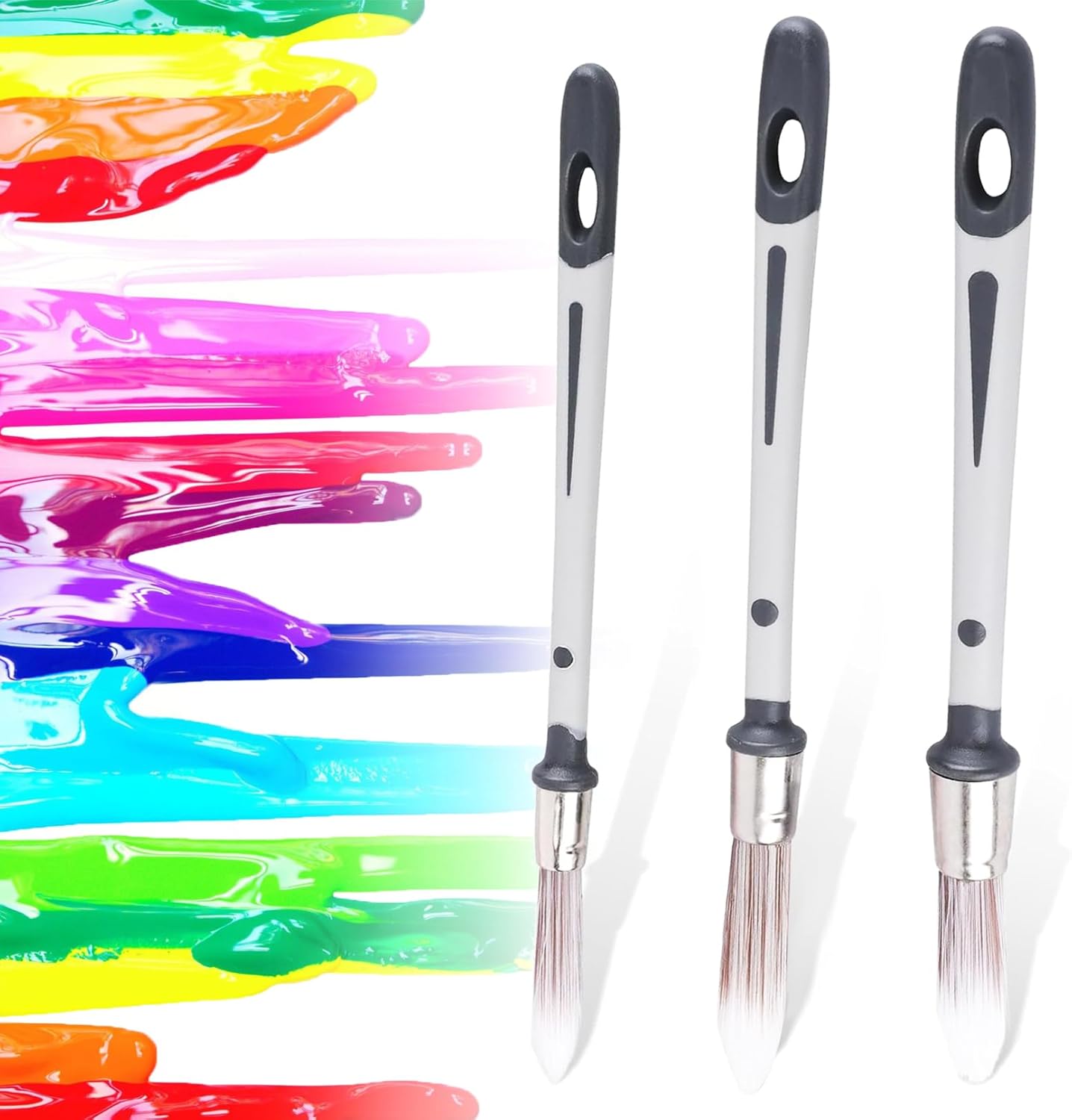 3 Pcs 0.45/0.6/0.7 inch Small Paint Brush Wall Trim Painting Tools