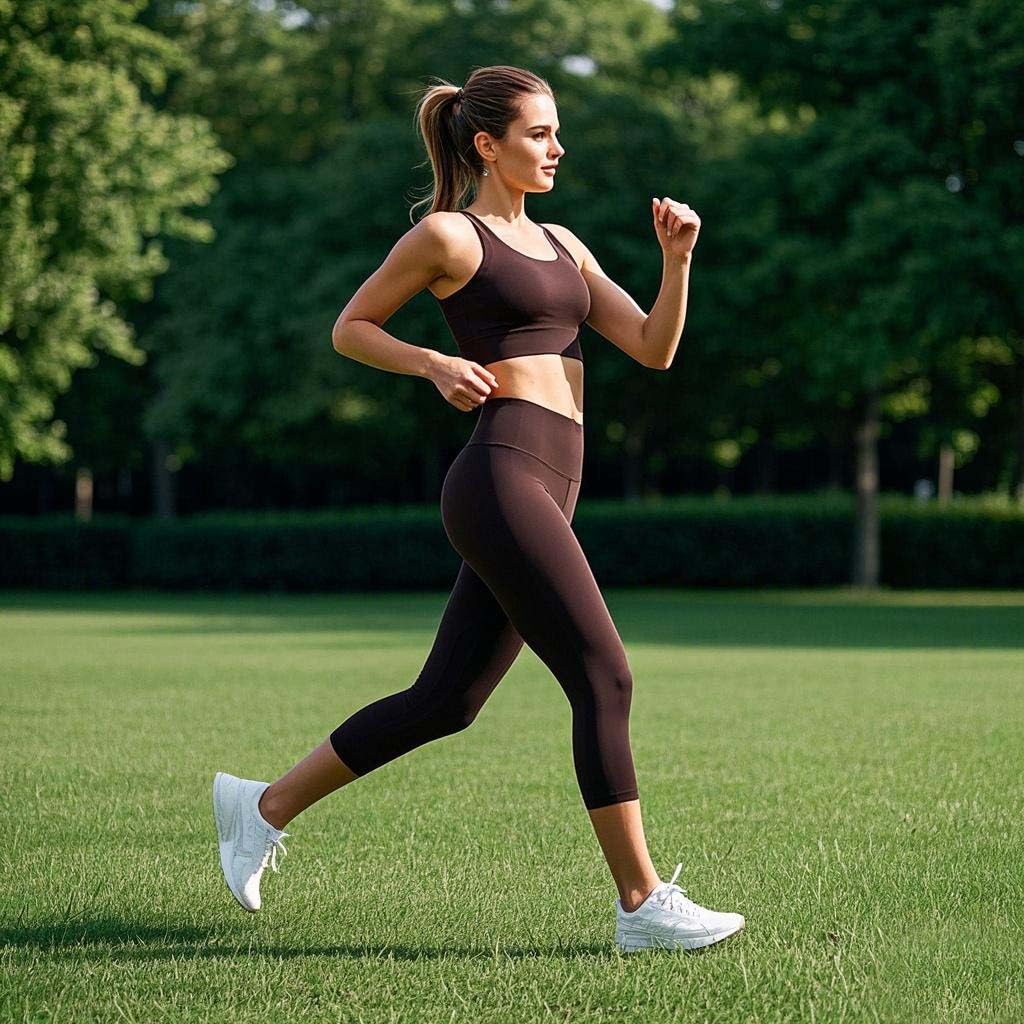 iaoja Capri Leggings for Women with Pockets - High Waisted Tummy Control No See Through Workout Soft Yoga Pants (Mocha Large)