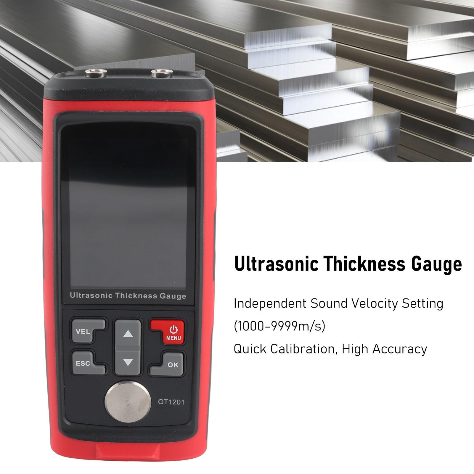 Medidor de Espesor Ultrasónico de Alta Precisión para Metal Plástico Vidrio 1,00-300,0 Mm, Medidor de Espesor Digital Industrial para Trabajadores de Fabricación