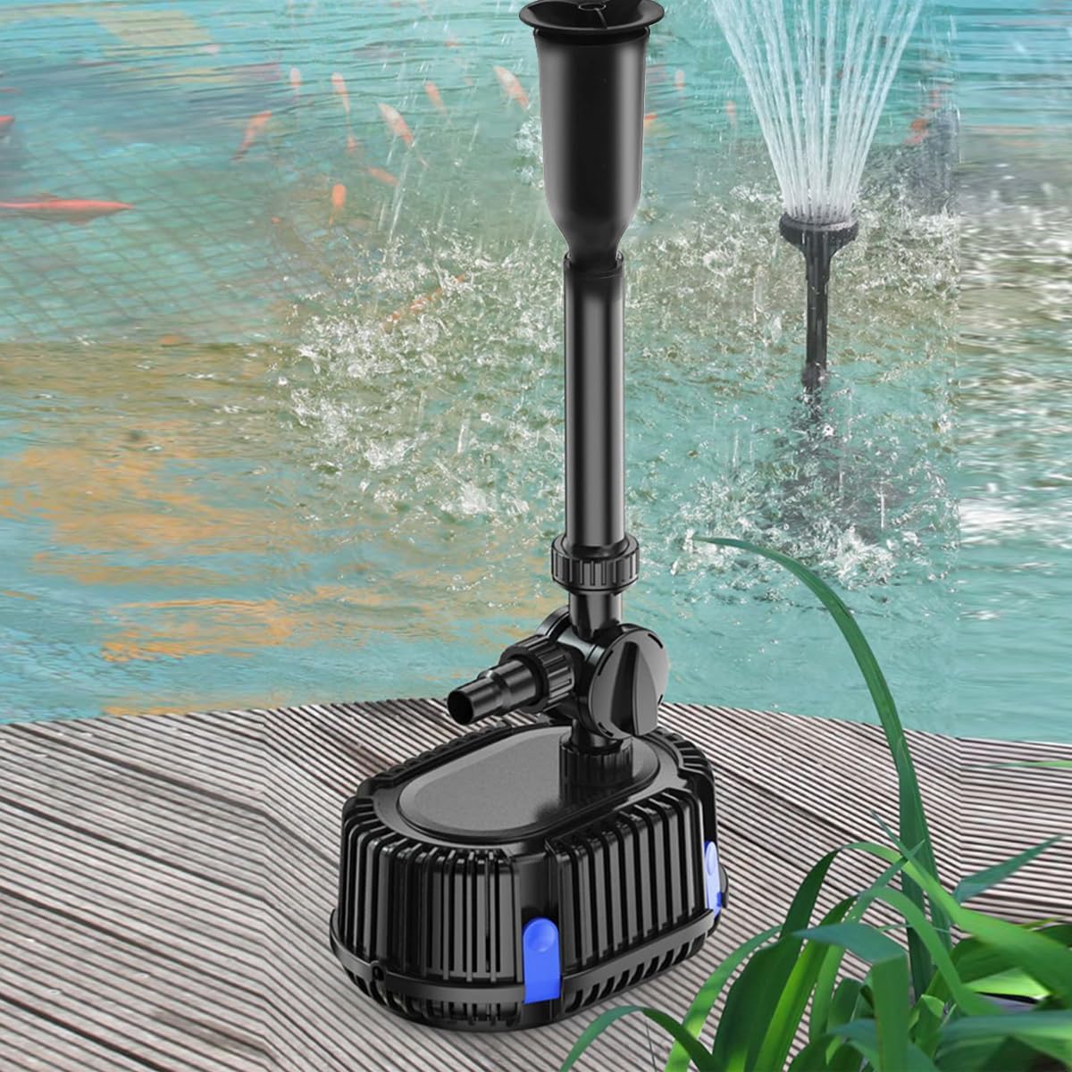 Pond Filter with Pump Fountain Kits, Submersible Pump Pond Fountain Koi Pond Filters for Outdoor Pond,3 Water Patterns Decoration Garden Pond Landscape,400GPH 110V Corded Electric