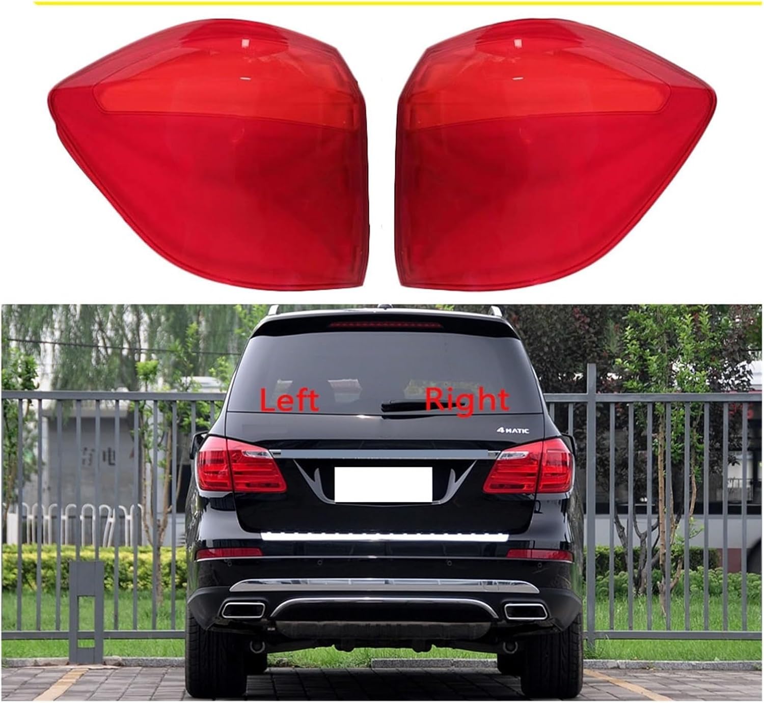 Car Taillight Cover Lens Glass Shell Rear Taillamp Compatible with Benz GL-Class W166 2013 2014 2015 Tail Lampshade Auto Light Lampcover(Outside A Pair)