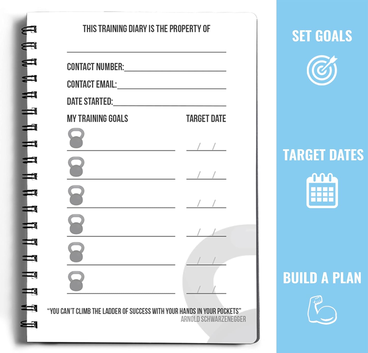 Workout Log Gym - 6 x 8 Inches - Gym, Fitness, and Training Diary - Set Goals, Track 100 Workouts and Record Progress - Azure Blue : Sports & Outdoors