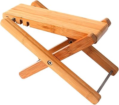 Miwayer Bamboo Guitar Foot Rest 4-Gear Adjustable Height 4.5"-8", Non-Slip & Foldable Footstool for Classical Acoustic Guitar Accessories