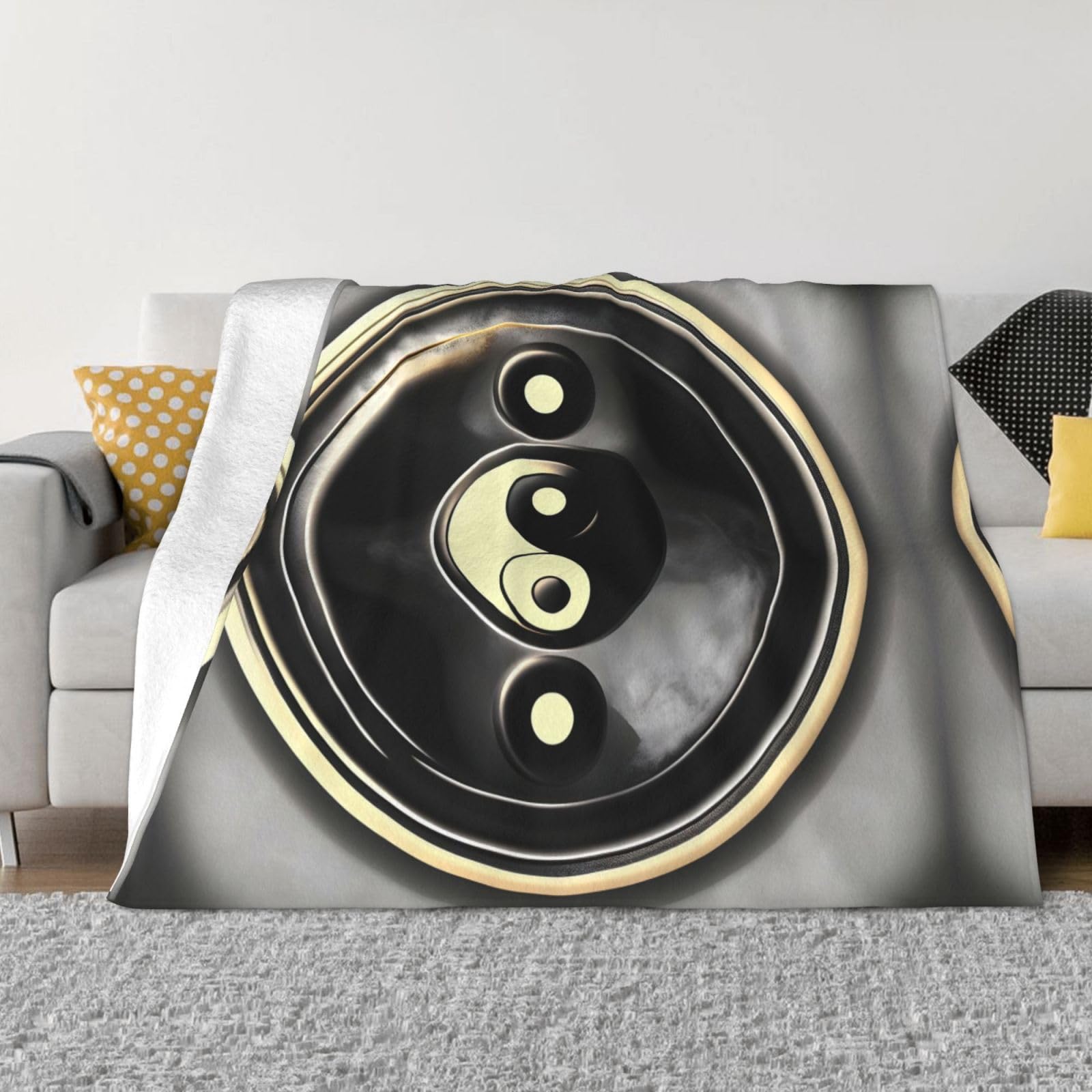 Plaid polaire Yin Yang en flanelle de peluche supérieure, jeté de lit doux de qualité