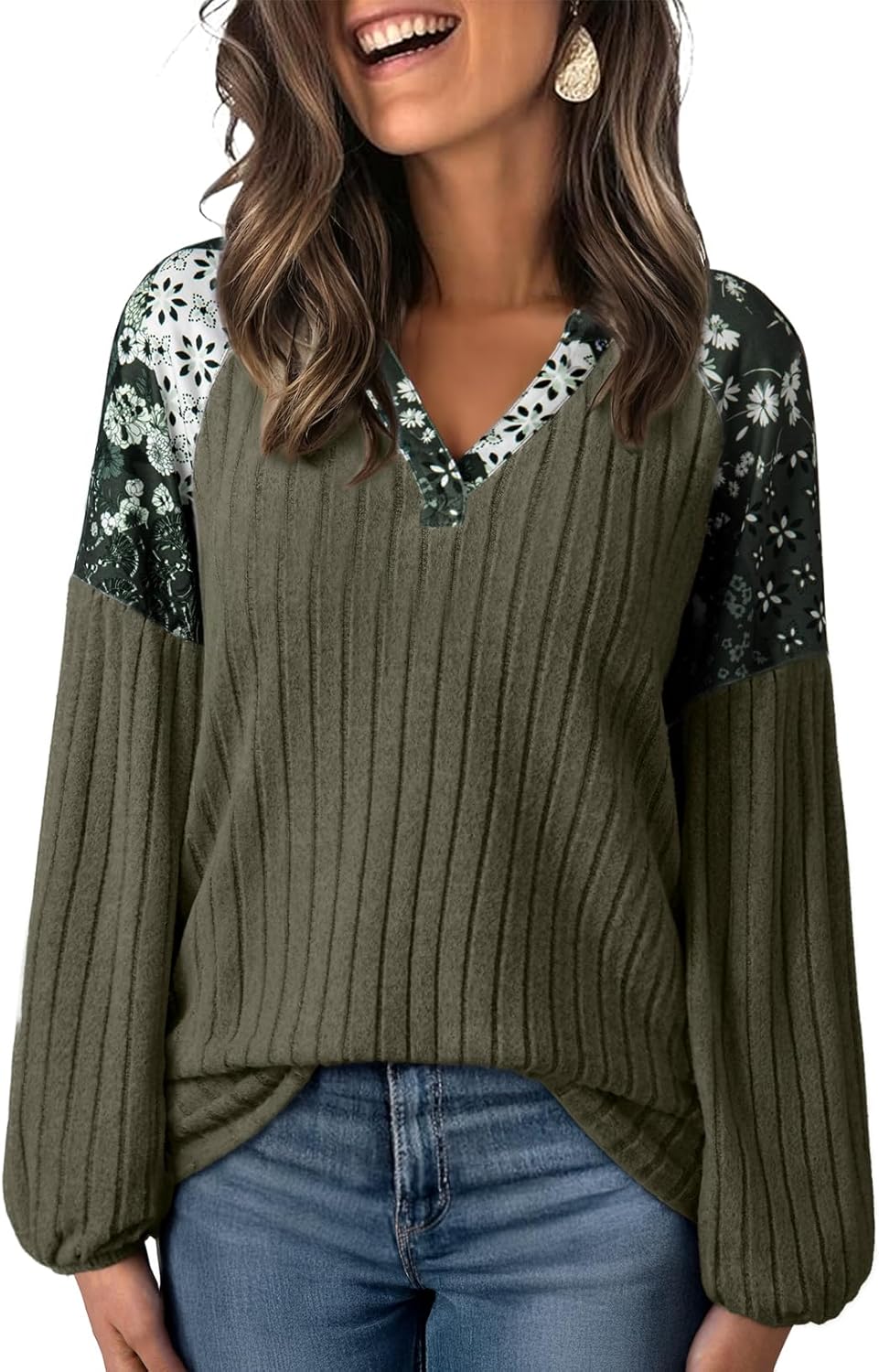 Acelitt Sweaters for Women V Neck Casual Knit Long Sleeve Tops Lightweight Pullover Clothes Fall Fashion Outfits 2025