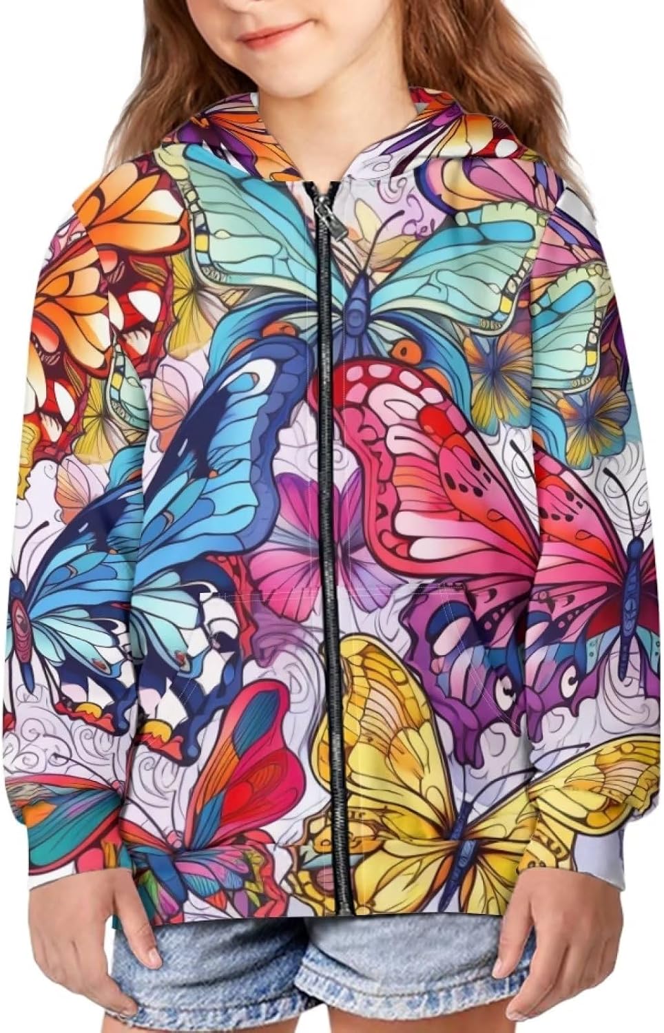 Girls Zip Up Hoodie with Pockets Party Daily Comfort Soft Floral Graphic Cute Hoodies