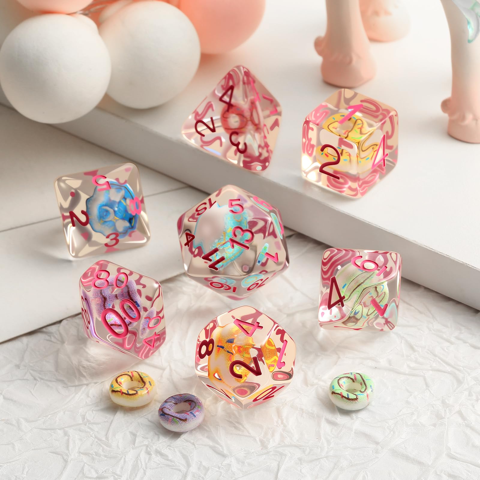 Sweet Donut DND Dice Set,DNDND 7PCS D&D Dice with Velvet Bag for Dungeons and Dragons Role Playing Games and Tabletop Games(Donut) - Image 4