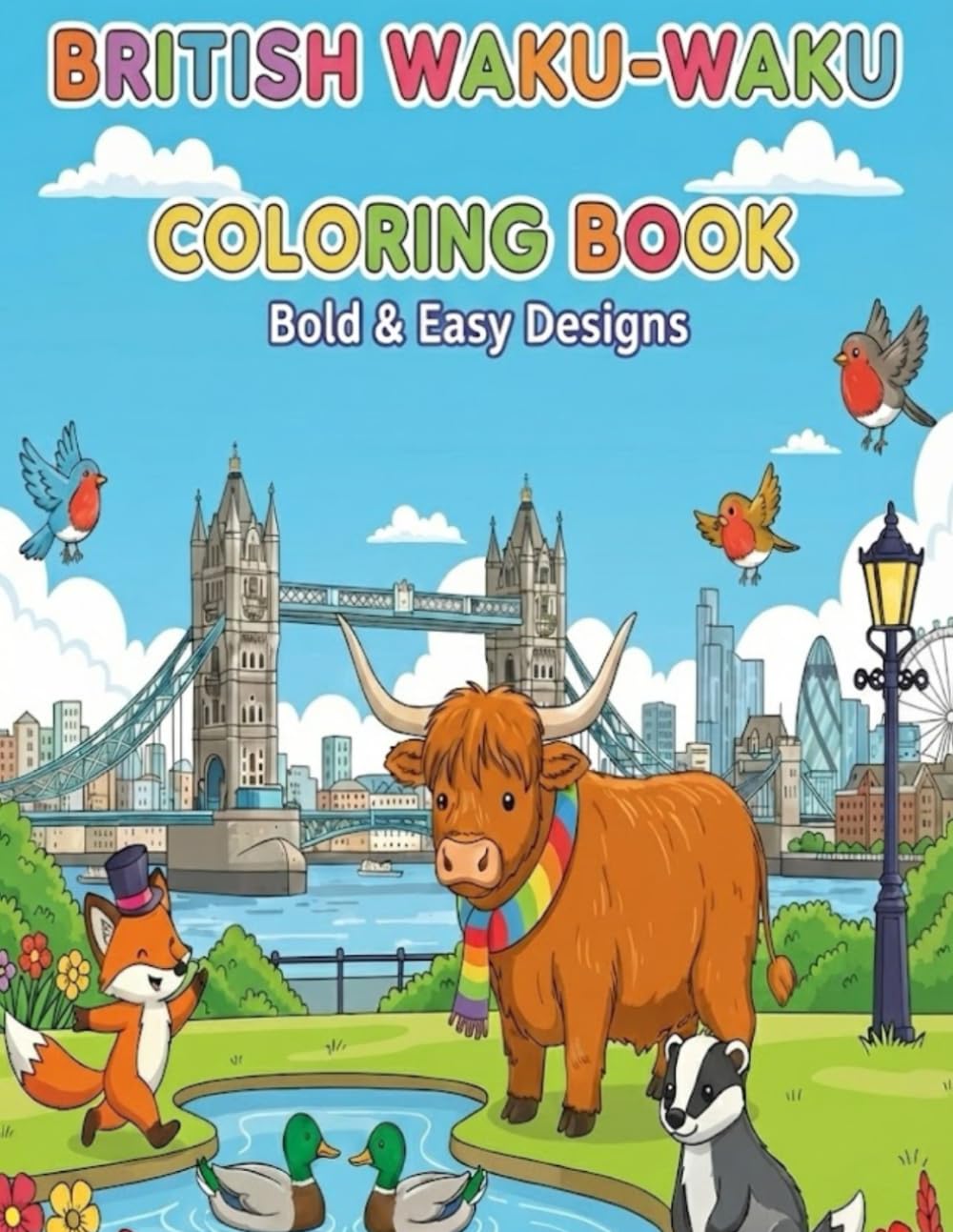 BRITISH WAKU-WAKU ANIMAL COLORING BOOK: UK Wildlife Adventures Coloring Book: Bold & Easy Designs (Waku-Waku World Animal Adventures: Bold & Easy Coloring Series)