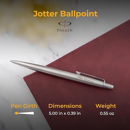 Miniatura 5 de Dayspring Pens Parker Jotter - Bolígrafo de gel de acero inoxidable con borde cromado, grabado personalizado, bolígrafo de regalo ideal Acabado