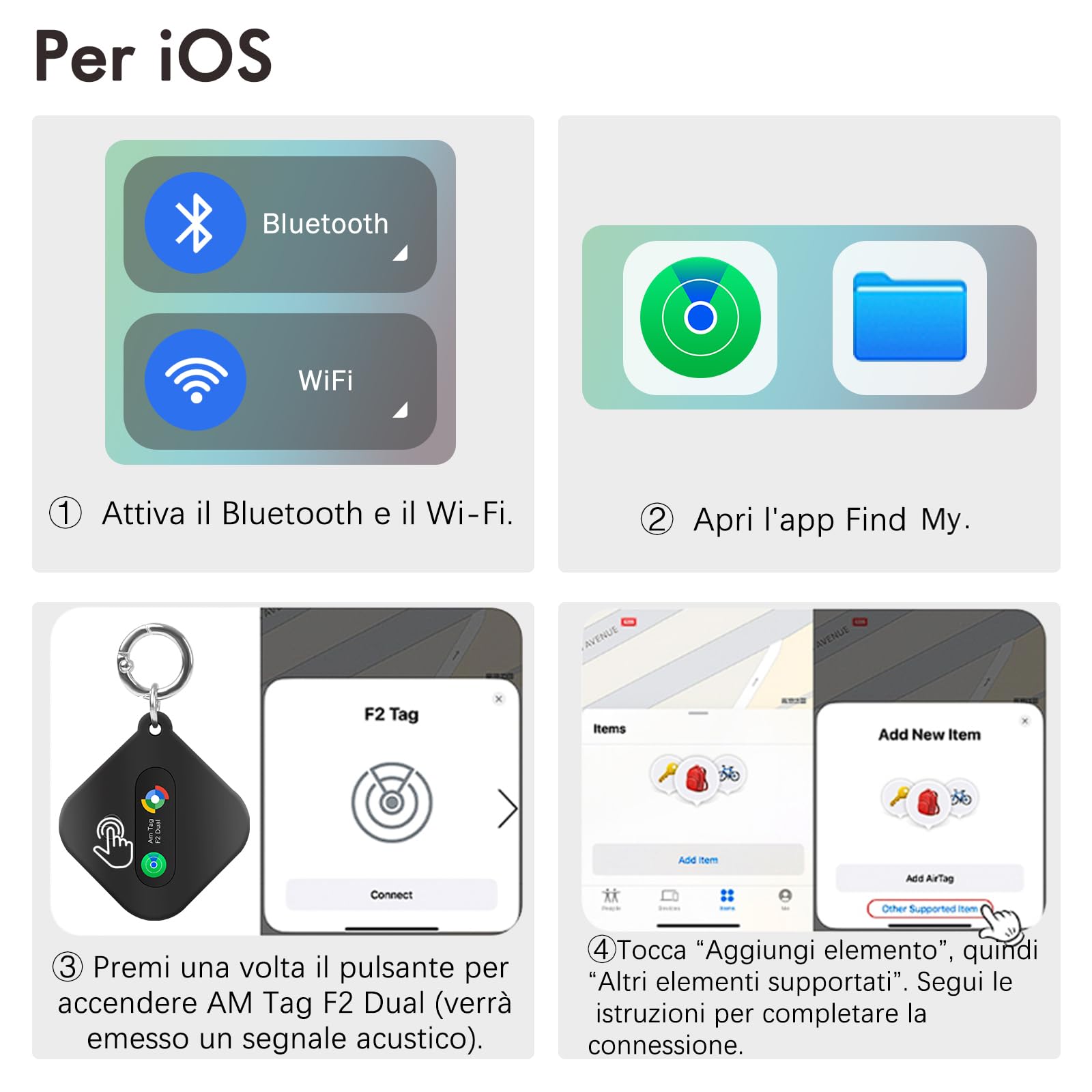 Smart Tag Trova Chiavi Compatibile con iOS Find My APP o Android Find Hub IP67 impermeabile batteria CR2032 sostituibile Bluetooth Tracker Finder per chiavi bagagli/borse/valigia/portafoglio