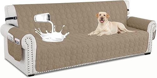 Miniatura 41 de XINEAGE Funda de sofá 100% impermeable para mascotas, funda de sofá antideslizante lavable, fundas de sofá para 3 cojines, protector de muebles con