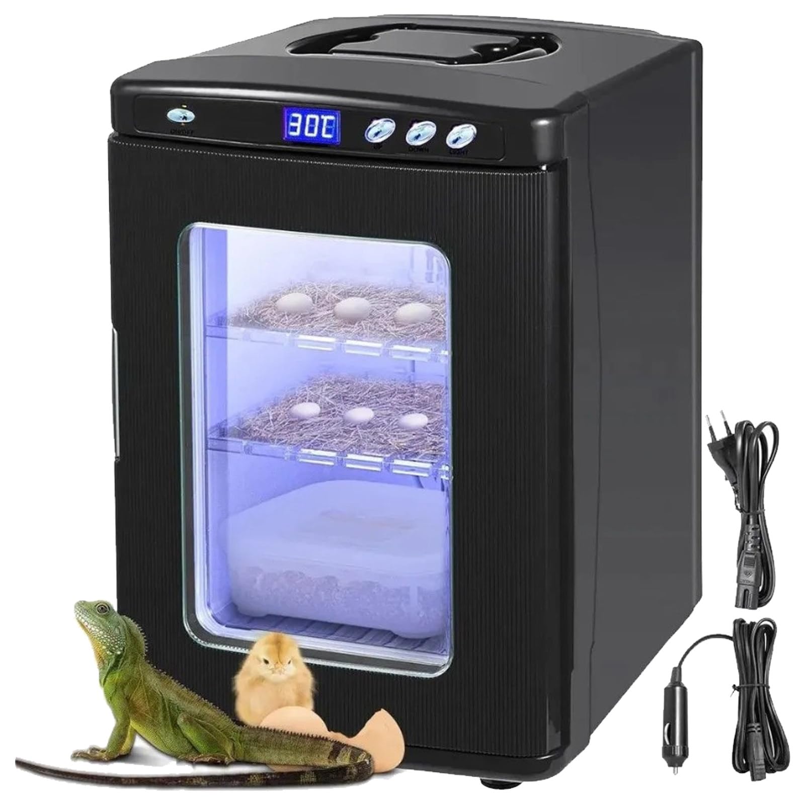 400W Incubadora de Reptiles de 25L, incubadora Digital de Huevos, incubadora de Laboratorio científico, refriración y calefacción de 5-60 °C, Trabajo for Reptiles pequeños Black
