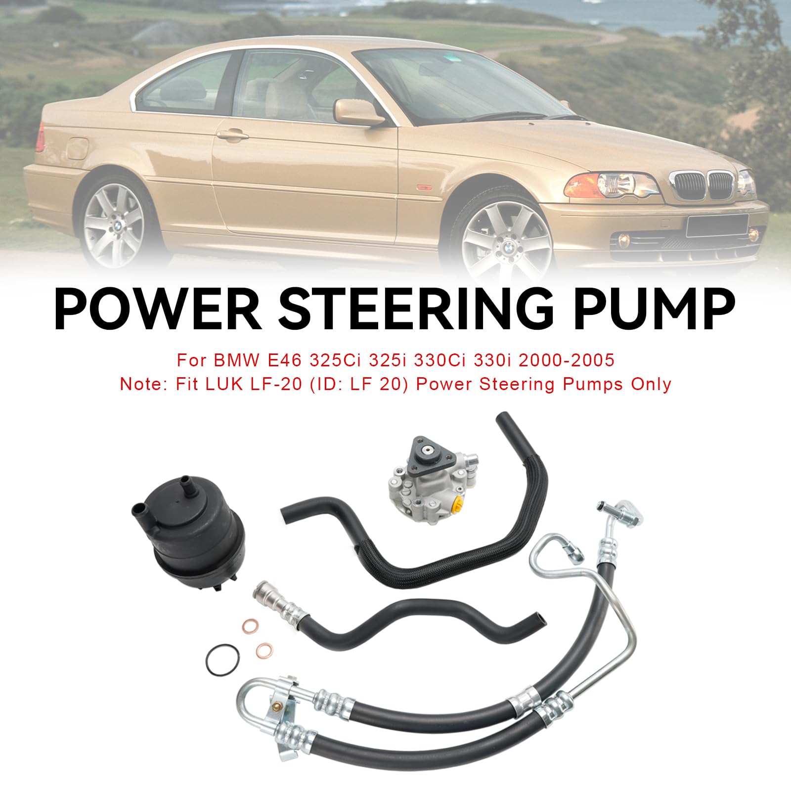 Topteng Power Steering Pump Kit Apto para BMW E46 320i 323i 325i 328Ci 328i 330i 2001-2005