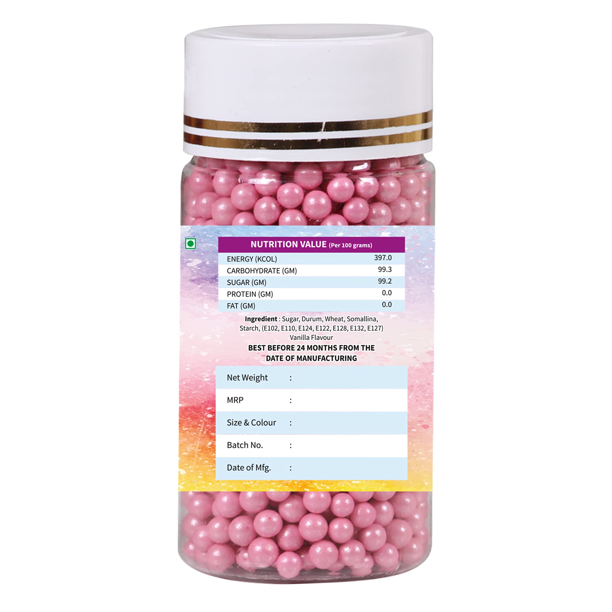Honey Sweets Edible Pearl Pink colour Big Balls | Edible | Sprinkle Decorations for Cake Décor | Coloured Sugar confectionery | Best Use for upper Surface decoration | Big - 100 gm - Image 2 thumbnail