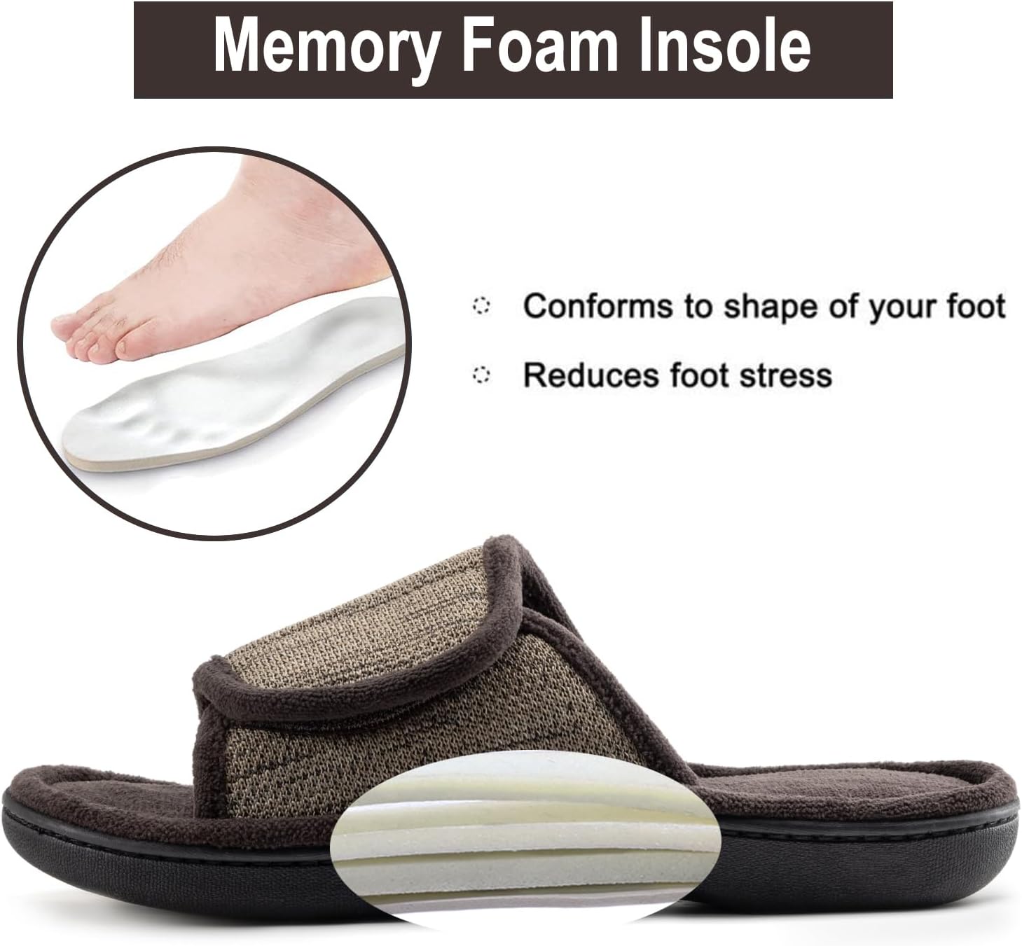 RockDove Men's Adjustable Wrap Memory Foam Slide Slipper - Image 6