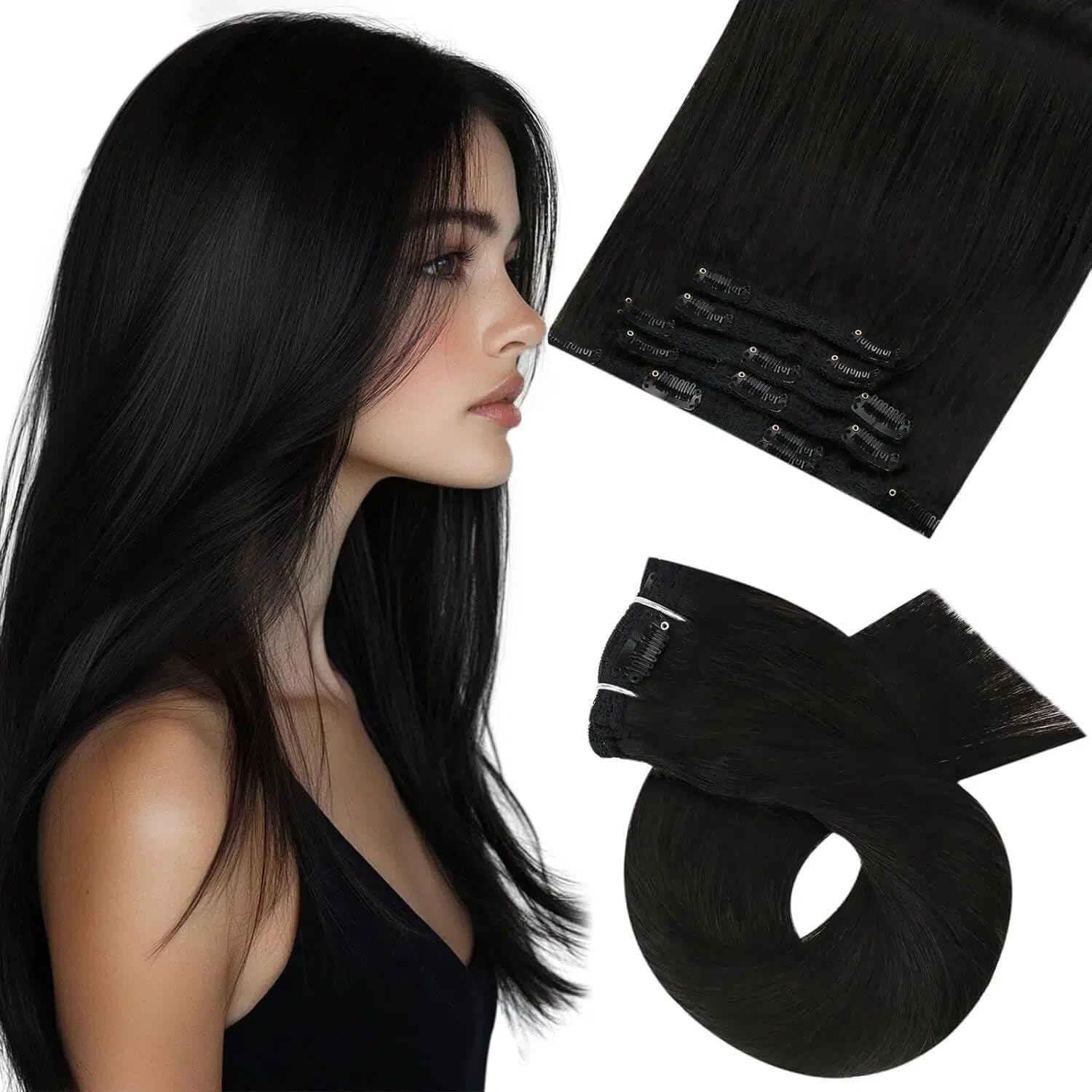 Moresoo Clip in Extensions Echthaar Haarverlängerung Echthaar Extensions Clip