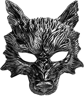 ILOVEMASKS Halloween Scary Realistic Wolf Full Face Mask Masquerade Costume, Monster Louisiana Rougarou Cosplay Wolf Werewolves Accessory Masquerade for Halloween Festival Prom Ball Mask Black Silver