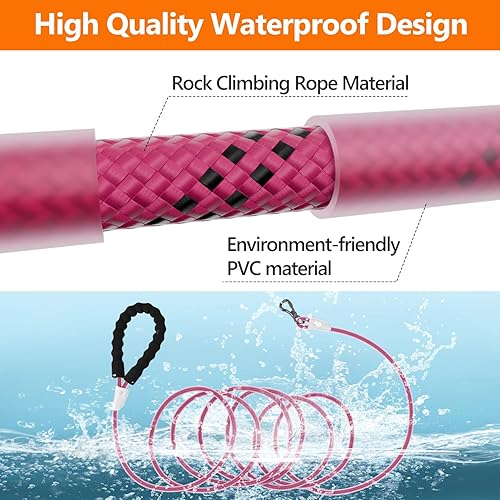 Miniatura 2 de X XBEN Correa larga impermeable, correa de entrenamiento para cachorros de 15 pies con gancho giratorio bloqueable y cómodo asa acolchada, correa